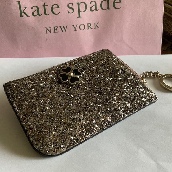Kate Spade Glitter Wallet with Black Accents - Picture 1 of 4